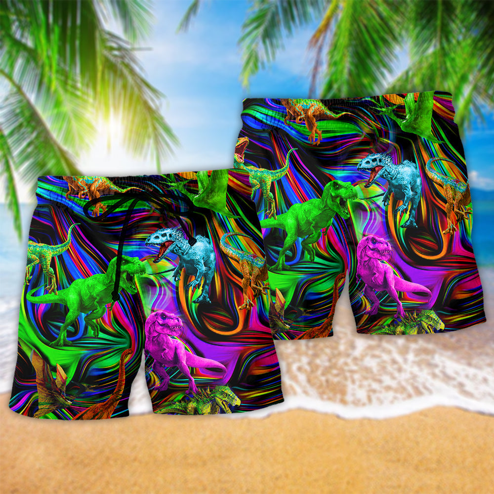 Dinosaur Summer Beach Shorts Pattern Detail For Holiday Travel And Comfortable Daily Wear