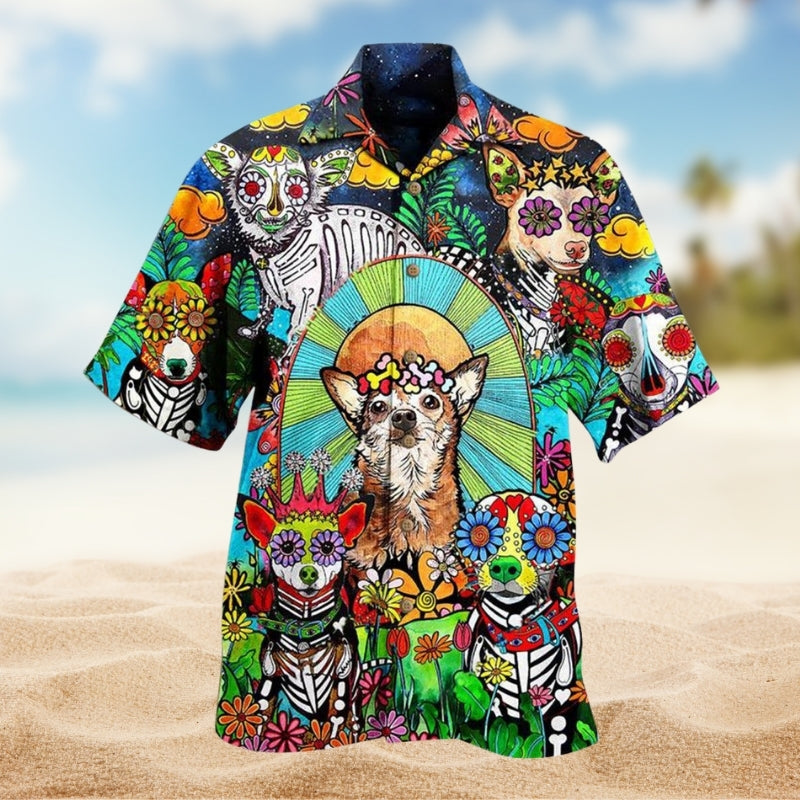 Creative German Shepherd Dog Hawaiian Shirt All Over Print Detail For Summer Travel