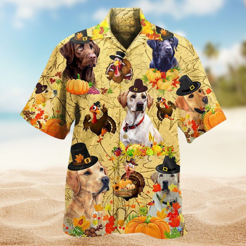 Dog Thanksgiving Labrador Hawaiian Shirt For Island Vacations, Resort Wear, And Relaxed Seasonal Style