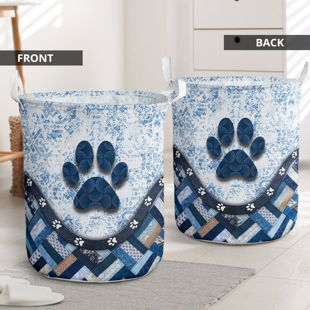 Dog Paw Blue Style Laundry Basket For Room Home Organizer