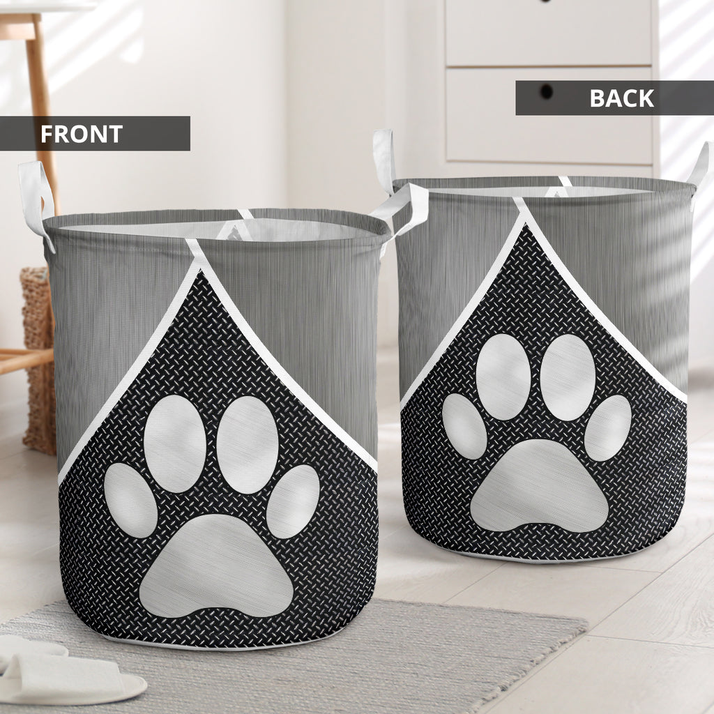Dog Paw Silver Laundry Basket For Room Home Organizer