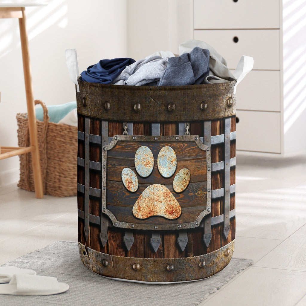 Dog Paw Vintage Style Laundry Basket For Room Home Organizer