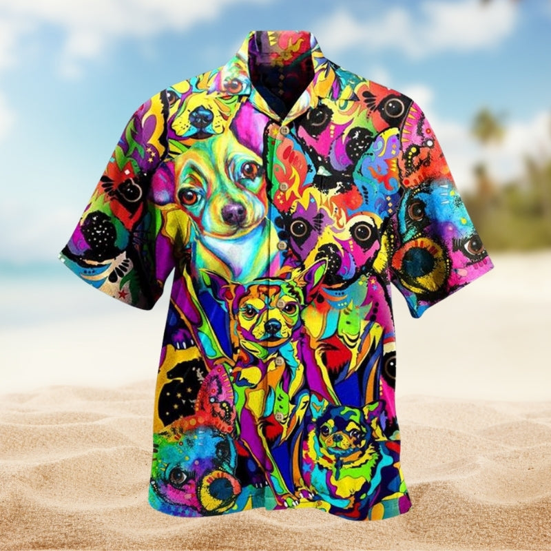 Colorful Dogs Mix Hawaiian Shirt For Coastal Travel, Casual Events, And Comfortable Summer Wear