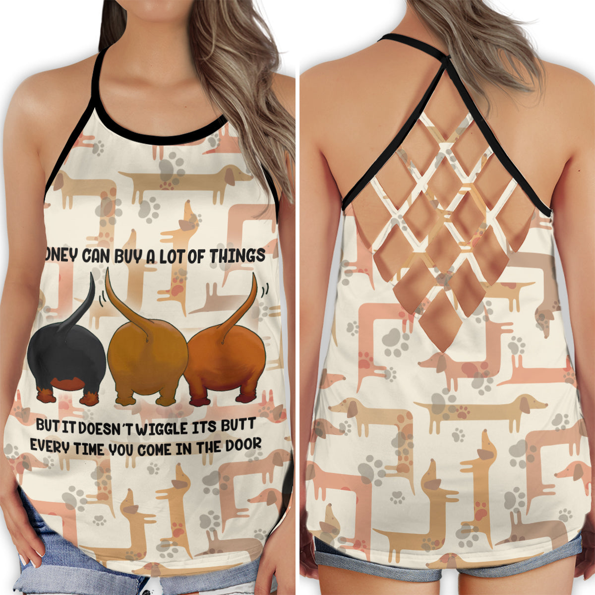 Dachshund Fresh Summer Hollow Tank Top For Yoga Workouts And Casual Wear