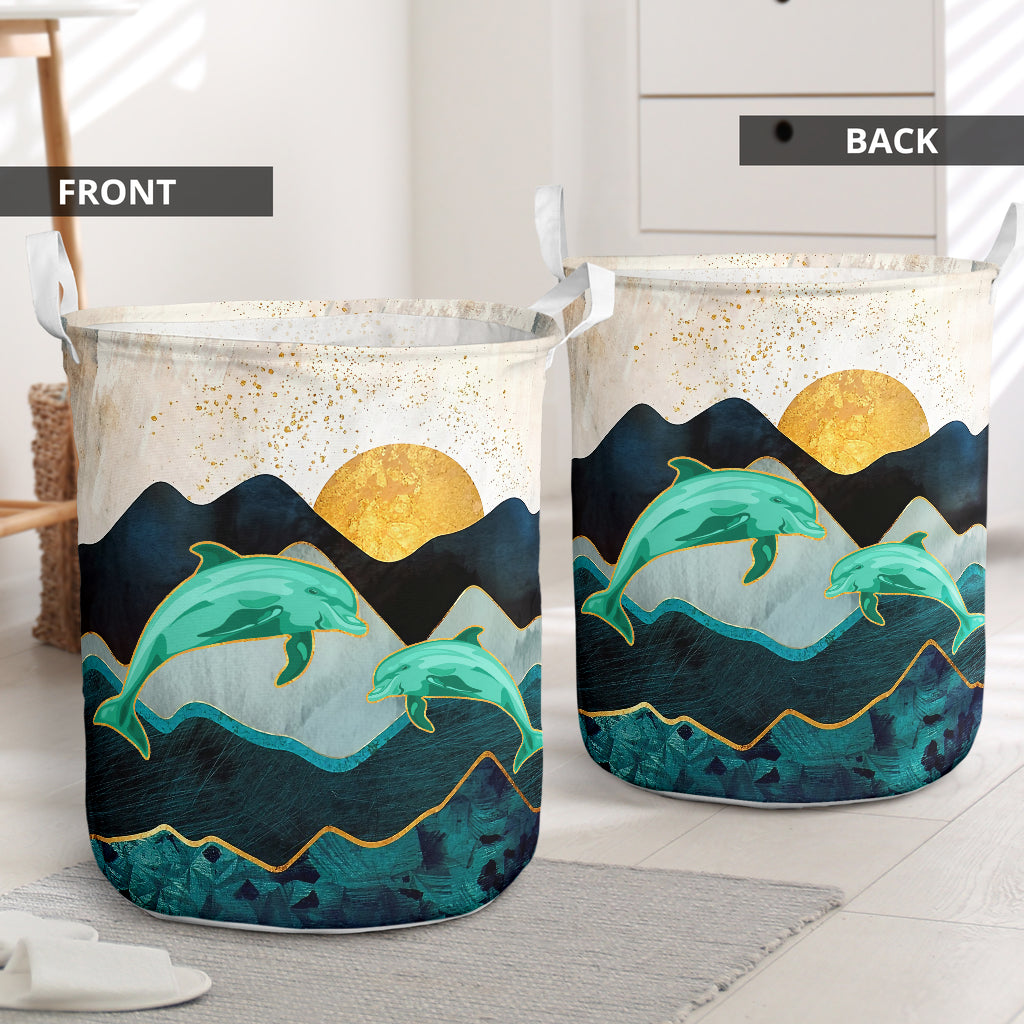 Dolphin's Landscape Laundry Basket For Room Home Organizer
