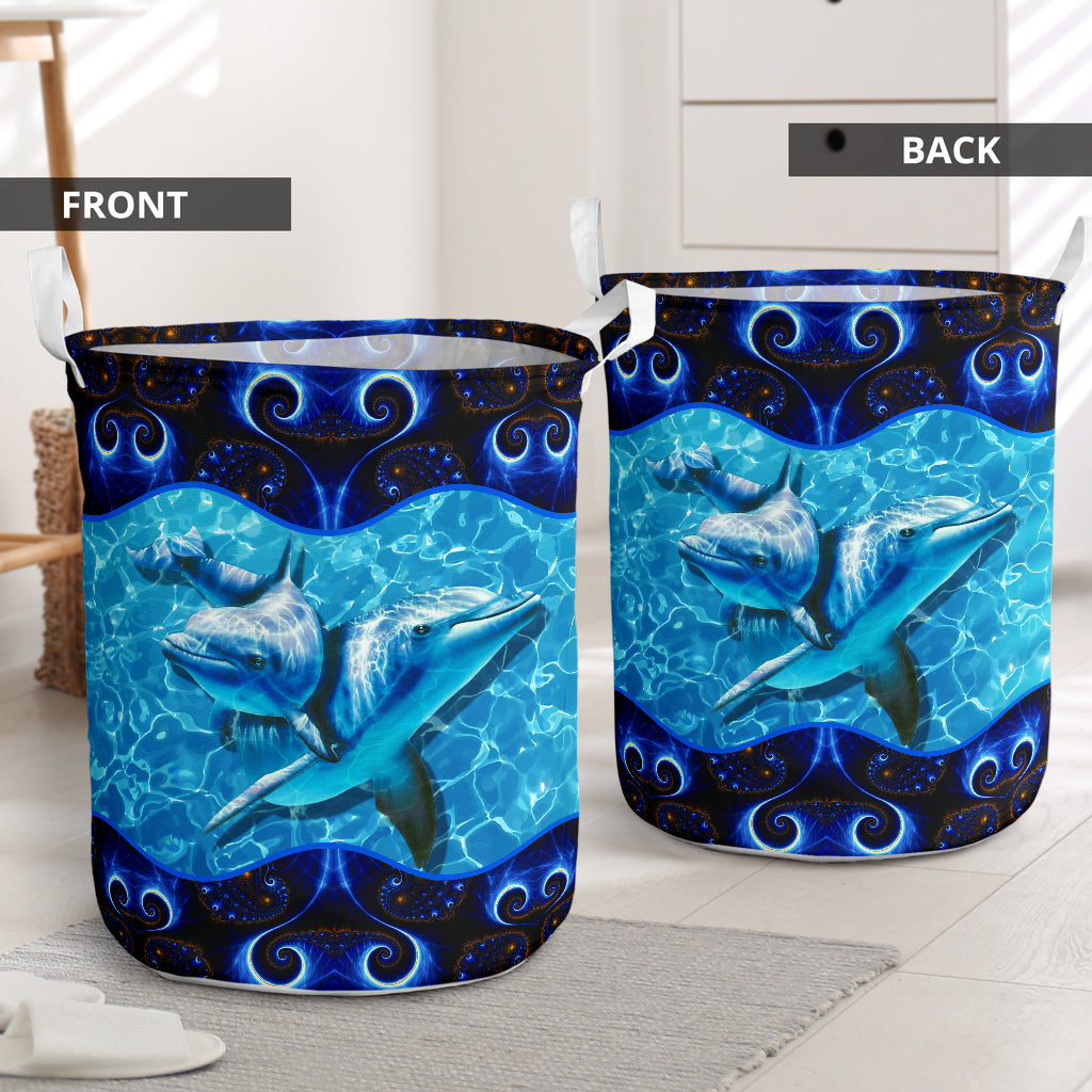 Dolphin Galaxy Blue Style Laundry Basket For Room Home Organizer