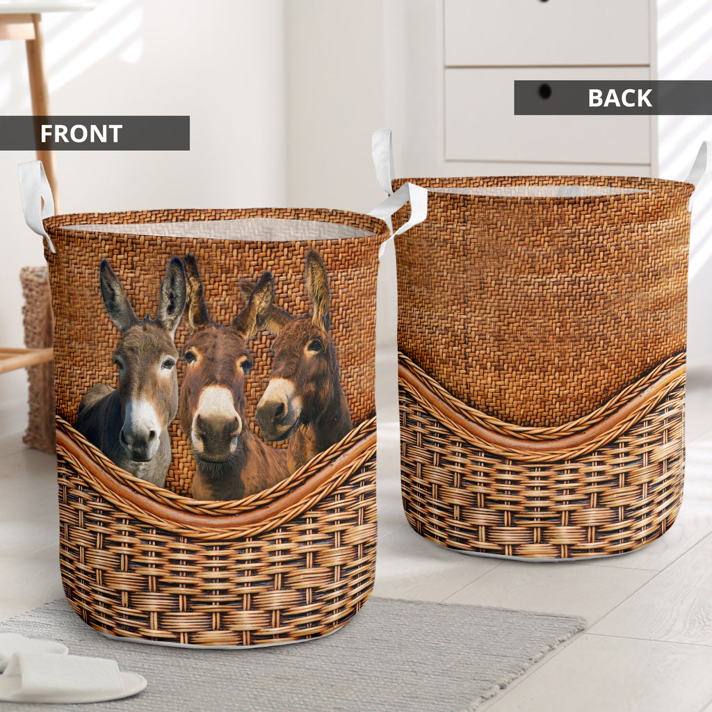 Donkey Rattan Texture Laundry Basket For Room Home Organizer