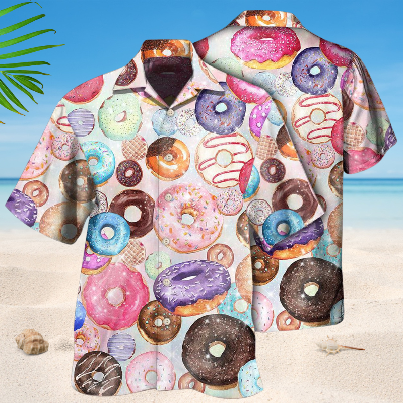 Cute Donut Food Hawaiian Shirt For Island Vacations, Resort Wear, And Relaxed Seasonal Style