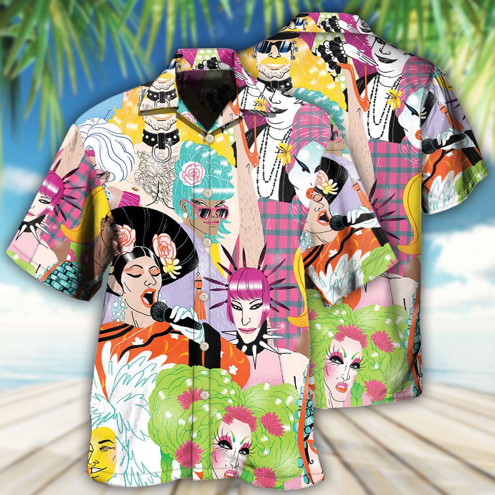 Drag Queen Sing Melody Hawaiian Shirt For Beach Parties And Weekend Getaways