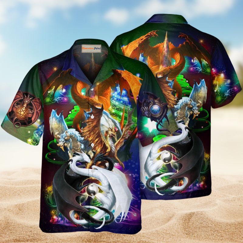 Dragon Christmas Hawaiian Shirt For Christmas Gatherings, Resort Trips, And Cheerful Seasonal Style
