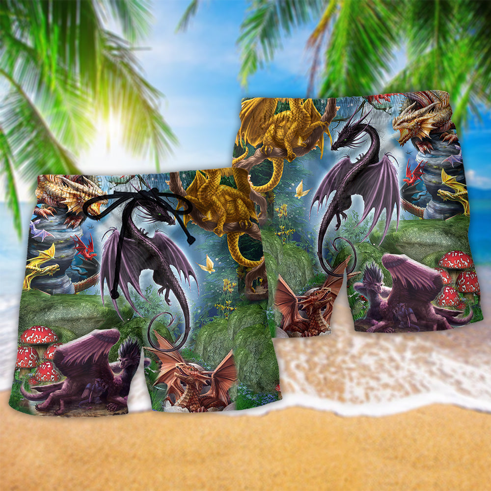 Dragon Fly Love Life So Beautiful Hawaiian Print Beach Shorts For Distinctive Warm Weather Style