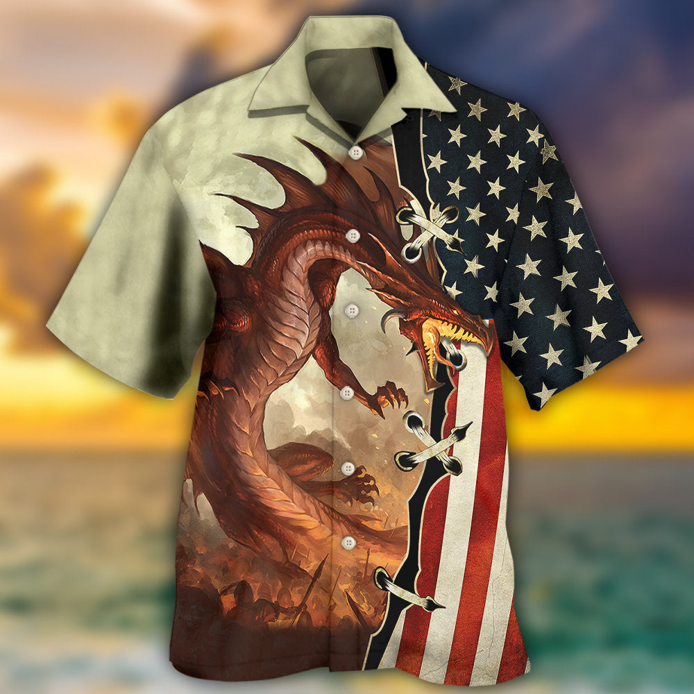 Dragon Independence Day Hawaiian Shirt Pattern Detail For Summer Holidays And Outdoor Fun