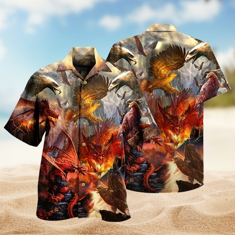 Dragon Mystic Energy Hawaiian Shirt For Resort Escape, Seasonal Celebration, And Summer Party Style