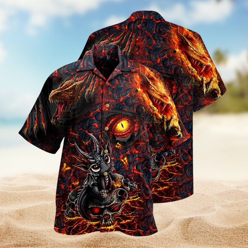 Dragon Mystic Flame Hawaiian Shirt For Vacation Cruise And Weekend Wear