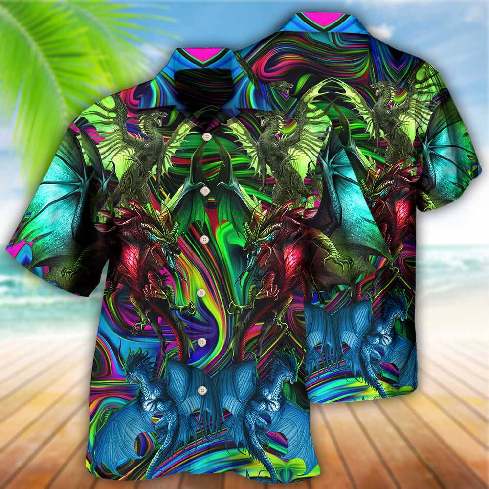 Colorful Dragon Hawaiian Shirt Design Detail For Sunny Adventures And Casual Wear