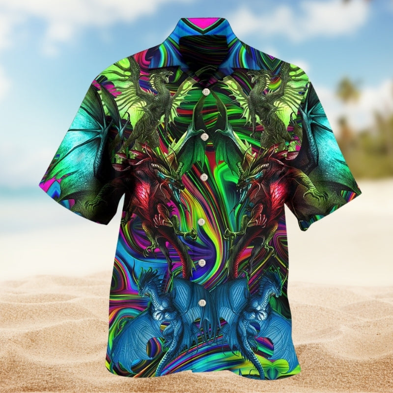 Fantasy Dragon Hawaiian Shirt For Beachside Event And Coastal Style