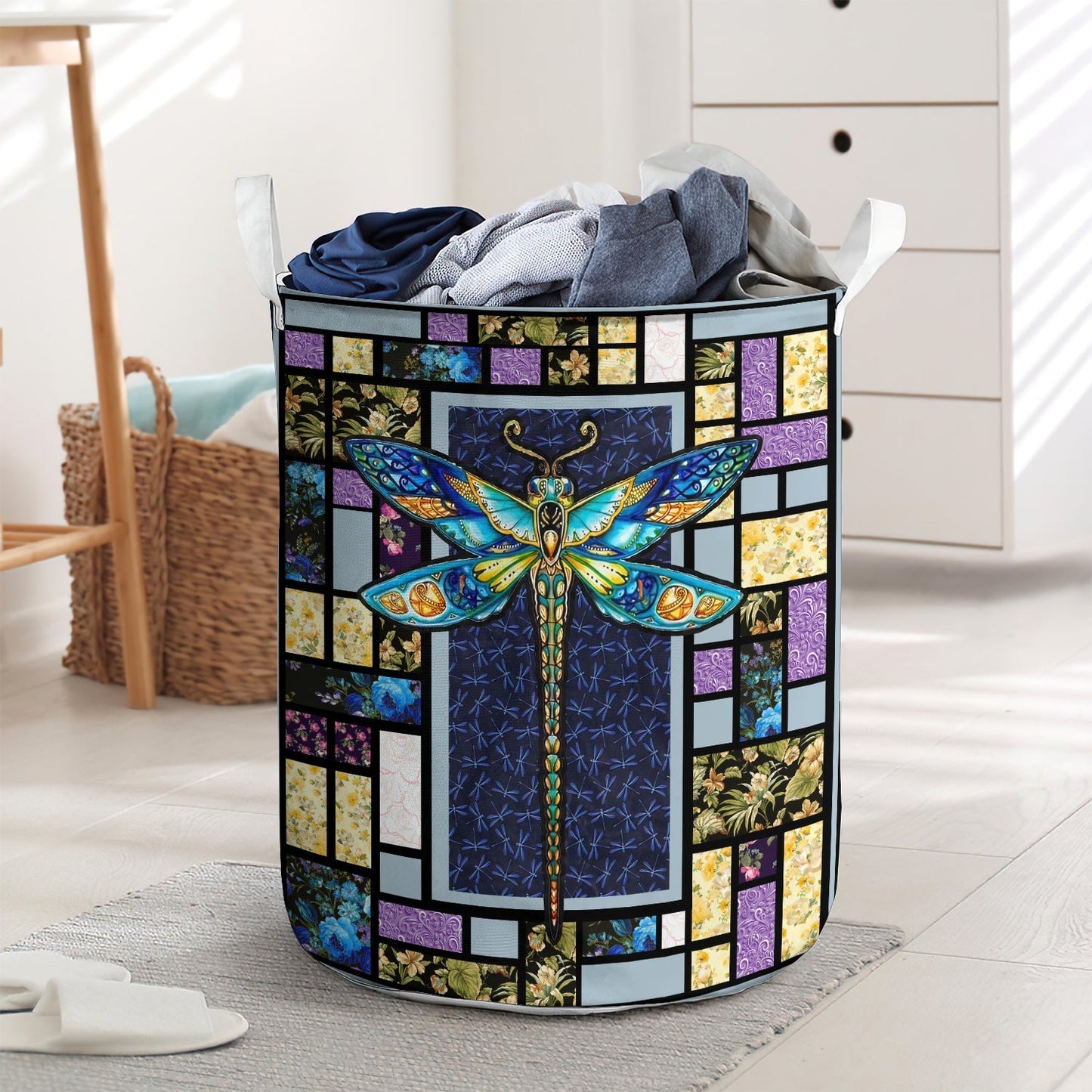 Colorful Dragonfly Laundry Basket For Bathroom Bedroom Storage