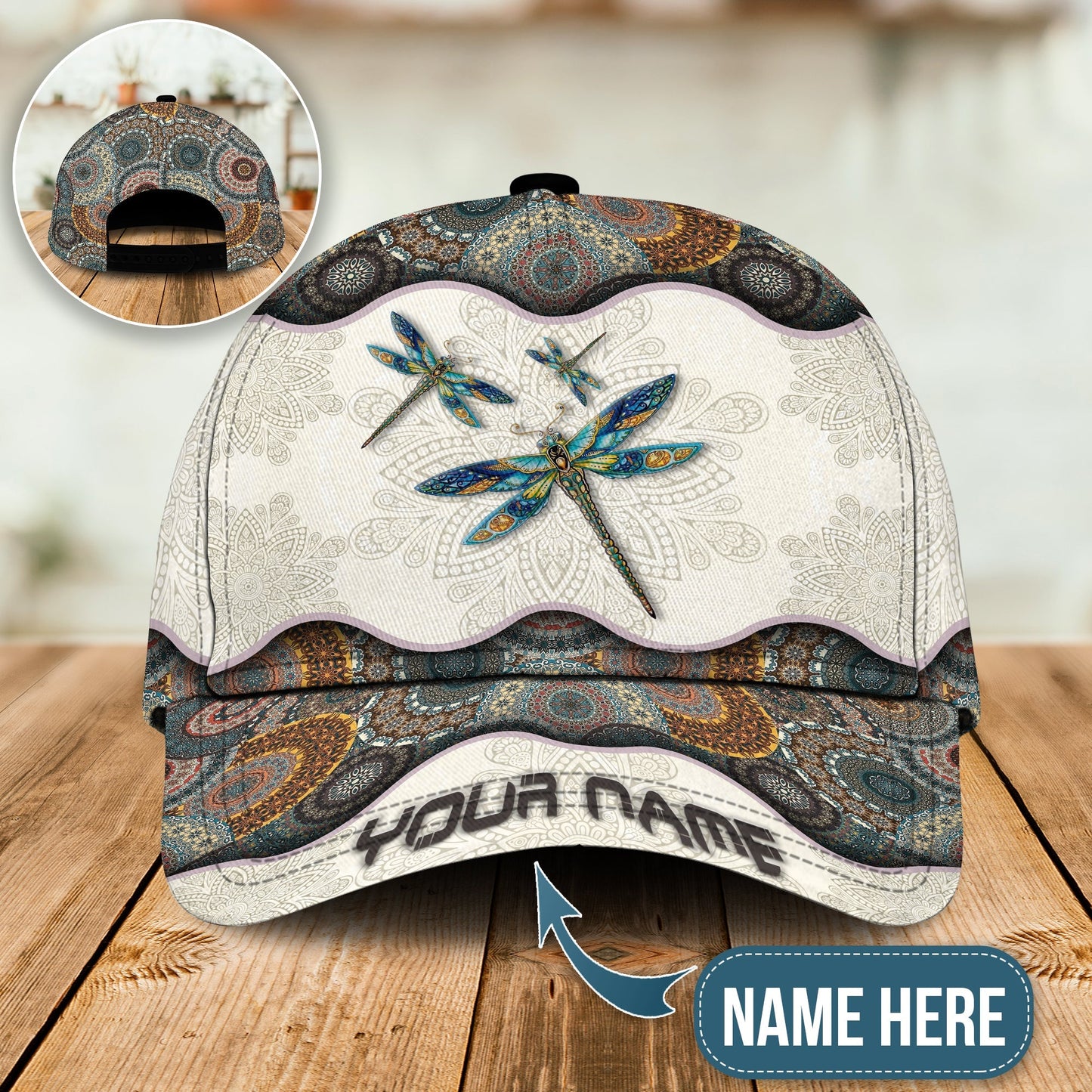 Dragonfly Mandala Let It Be Personalized Classic Cap For Beach Vacations Outdoor Trips And Everyday Comfort