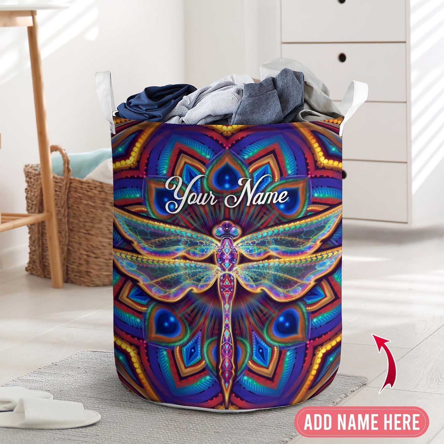 Dragonfly Mandala Art Mysterious Laundry Basket For Bathroom Bedroom Storage