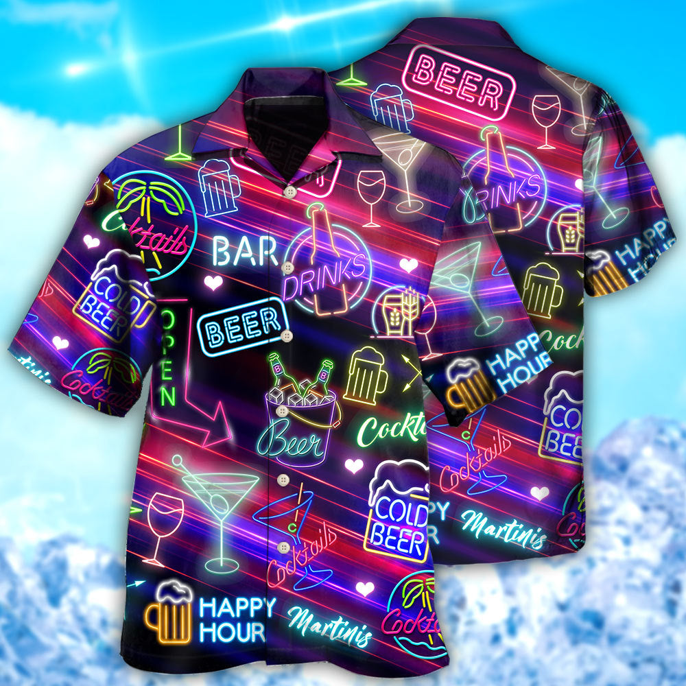 Beer Cocktails Drinking Bar Hawaiian Shirt Design Detail For Beach Days And Holiday Travel