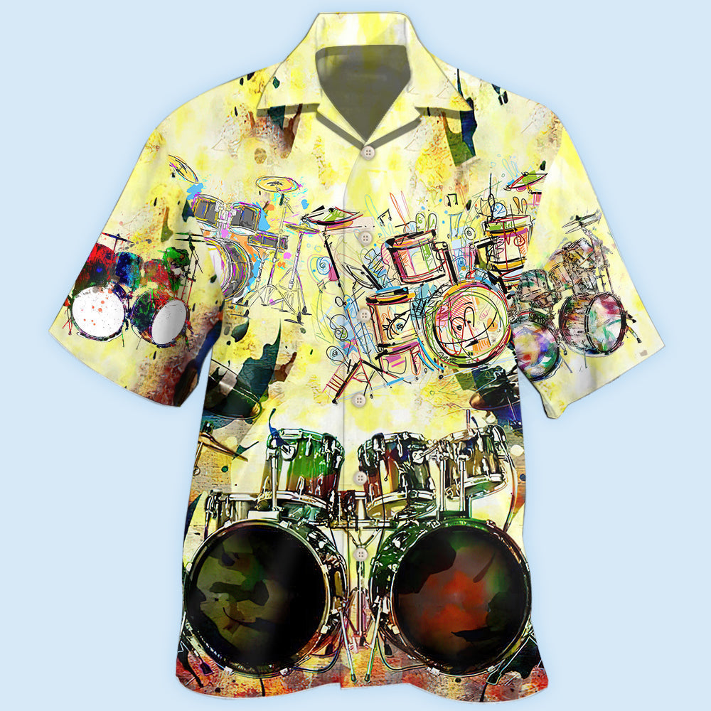 Drum Hawaiian Shirt Design Detail For Sunny Adventures And Casual Wear