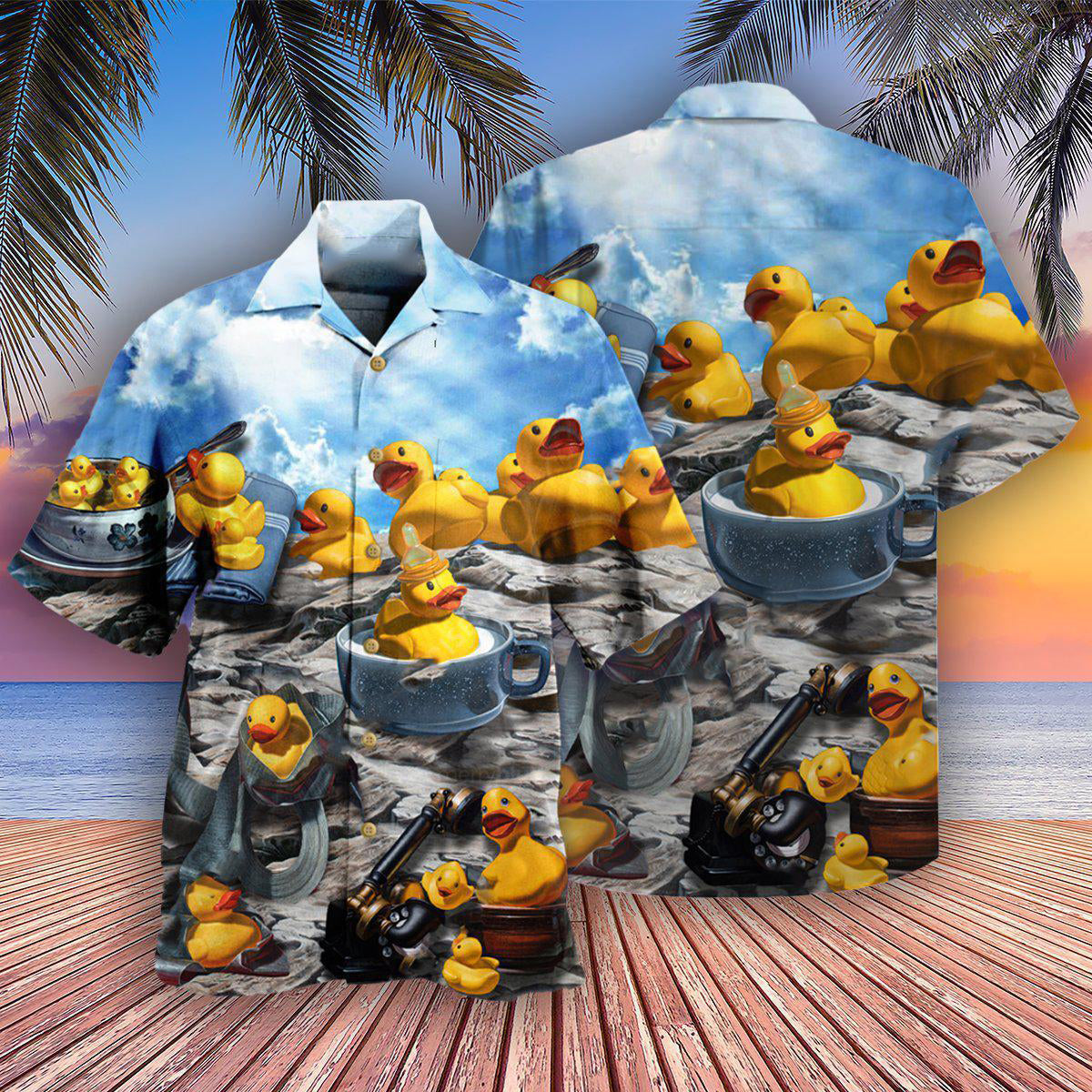 Duck Rubber Hawaiian Shirt For Coastal Adventures And Warm Weather Wear
