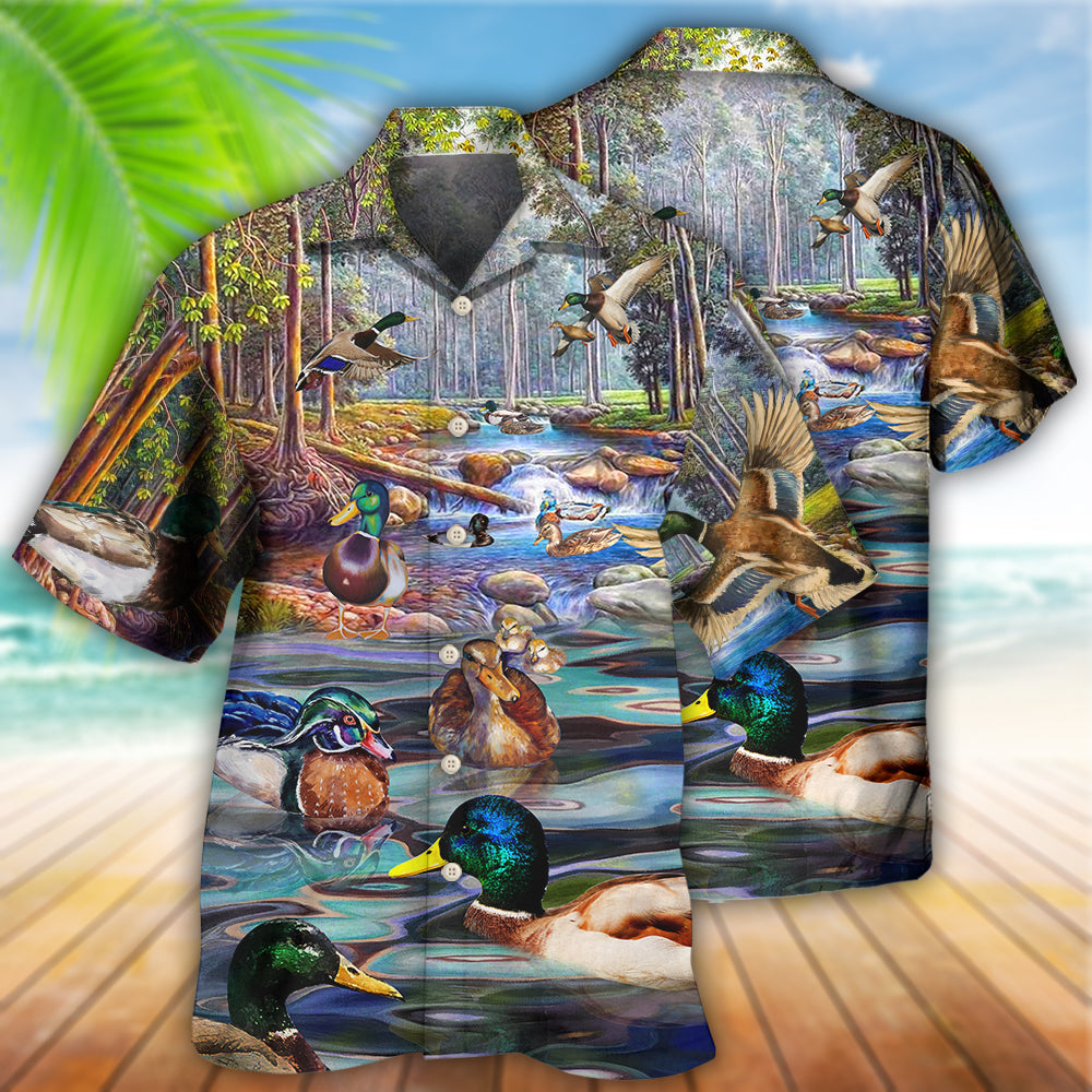 Duck Hawaiian Shirt With All Over Print For Vacation Getaways Resort Wear And Casual Celebrations