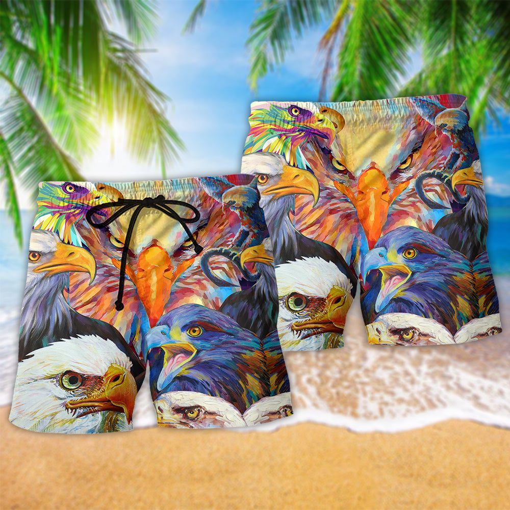 Eagle Colorful Cool Beach Shorts For Coastal Adventures And Relaxed Summer Wear