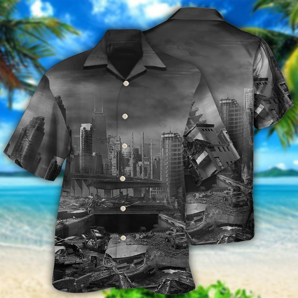 Dark Earthquake Survived Hawaiian Shirt For Beach Parties And Weekend Getaways