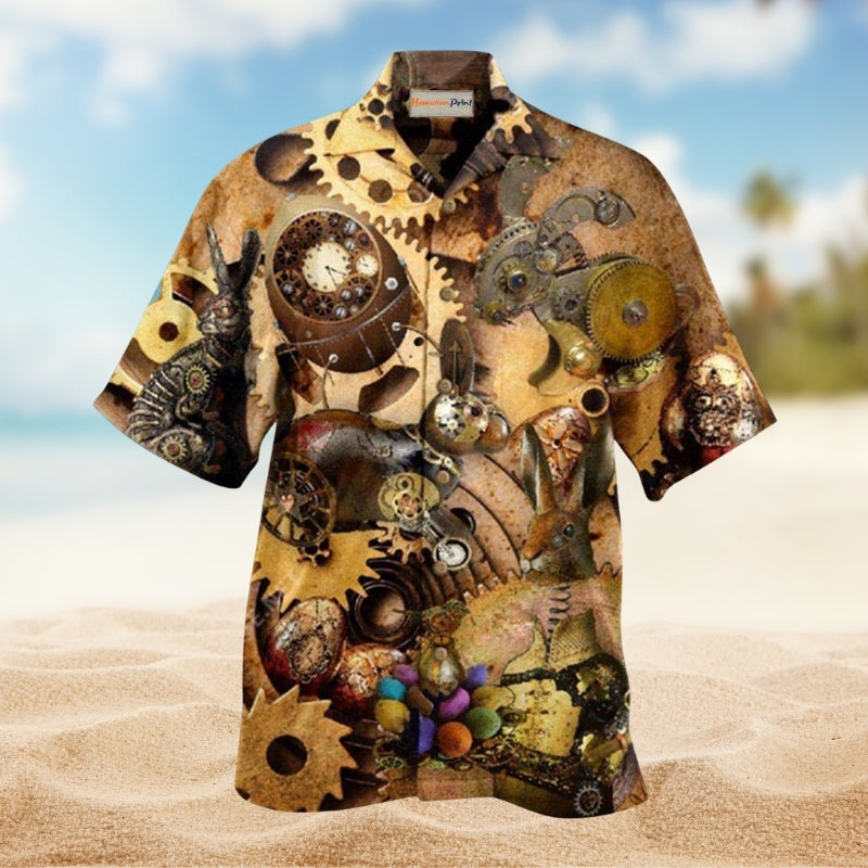 Easter Enjoy With Steampunk Style Hawaiian Shirt For Summer Vacation Beach Travel And Relaxed Casual Wear
