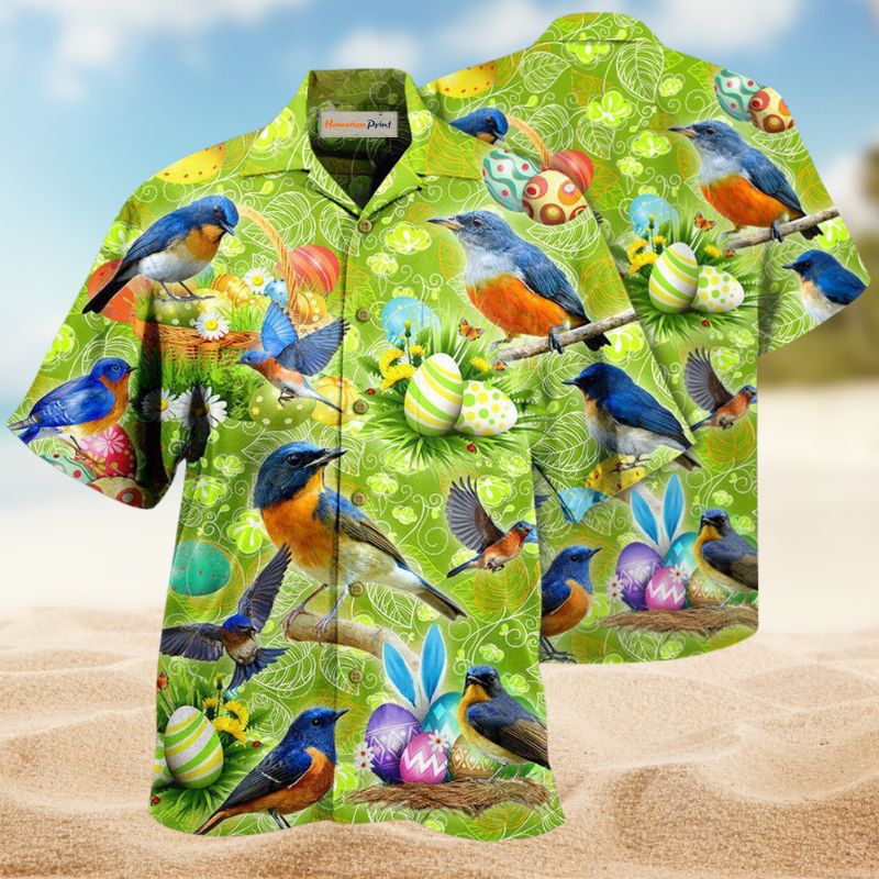 Easter Blue Birds Hawaiian Shirt For Beach Days, Summer Outings, And Thoughtful Gift Giving