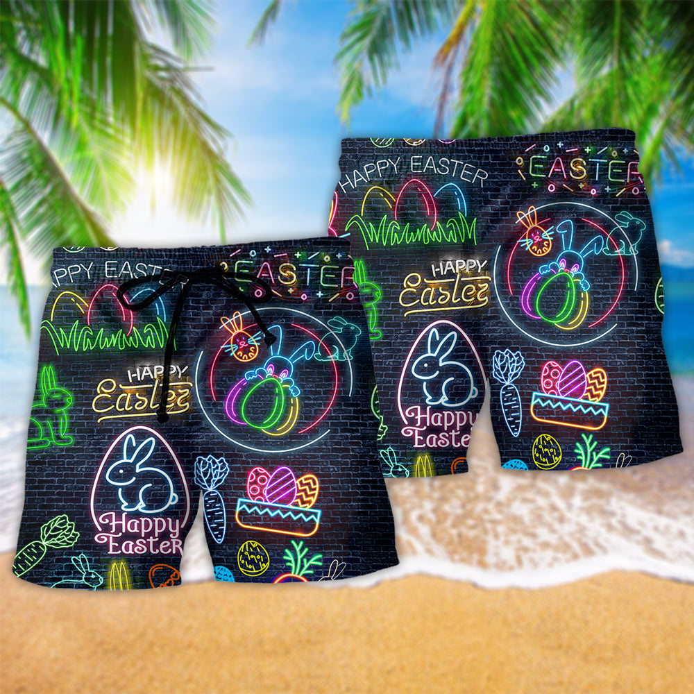 Easter Rabbit Neon Spring Celebration Beach Shorts For Warm Weather Travel And Everyday Comfort
