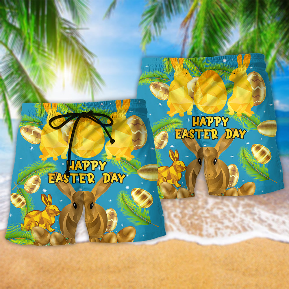Easter Rabbit Gift Floral Beach Shorts Pattern Detail For Vacation Style And Comfortable Daily Wear