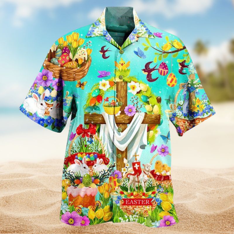 Easter Peaceful Hawaiian Shirt For Summer Vacation, Beach Travel, And Casual Wear