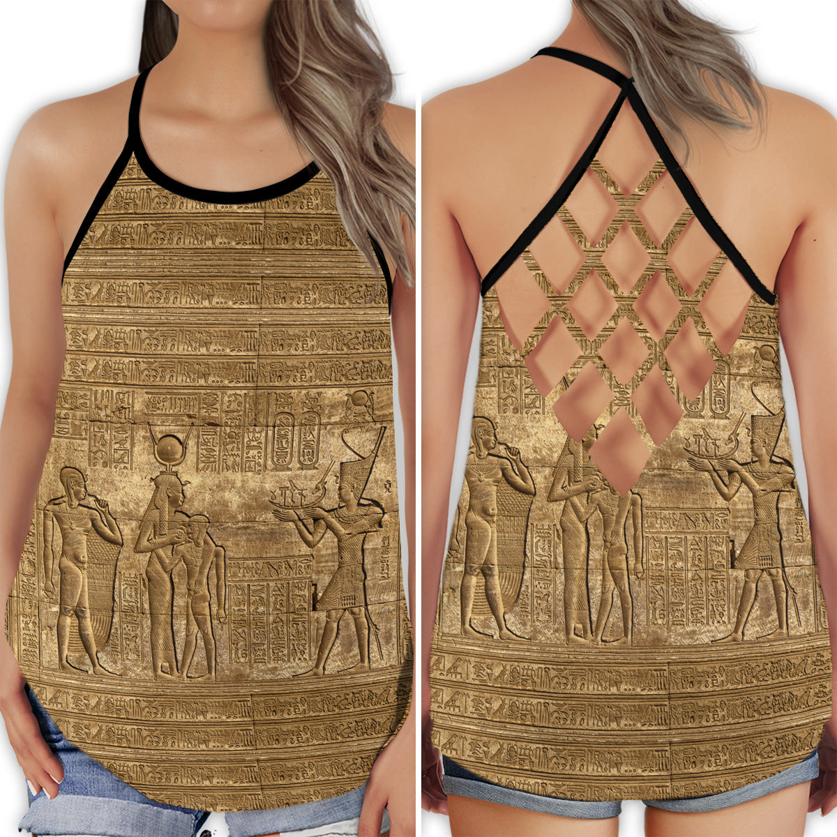 Egypt Legendary Basic Hollow Tank Top For Yoga Workouts And Casual Wear