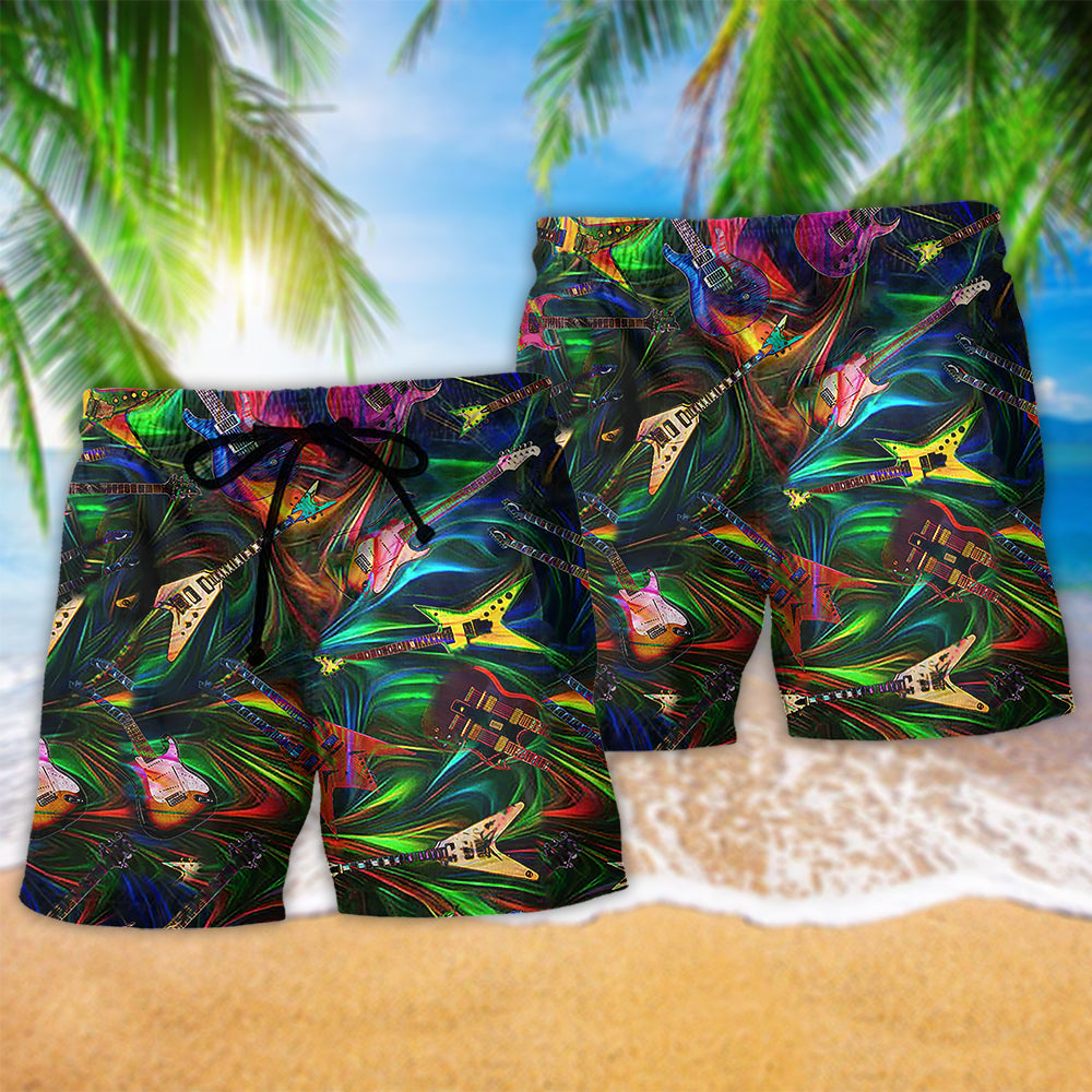 Electric Guitar Music Electric Guitar Hawaiian Beach Shorts For Musicians And Outdoor Comfort