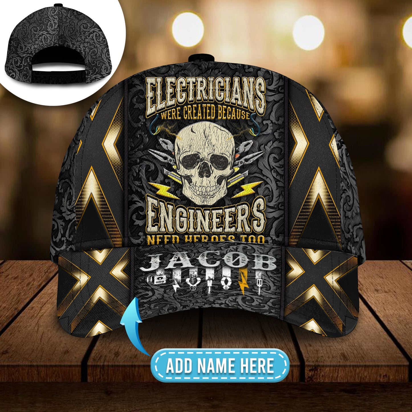 Electrician Skull Personalized Classic Cap For Outdoor Adventures Festivals And Casual Wear
