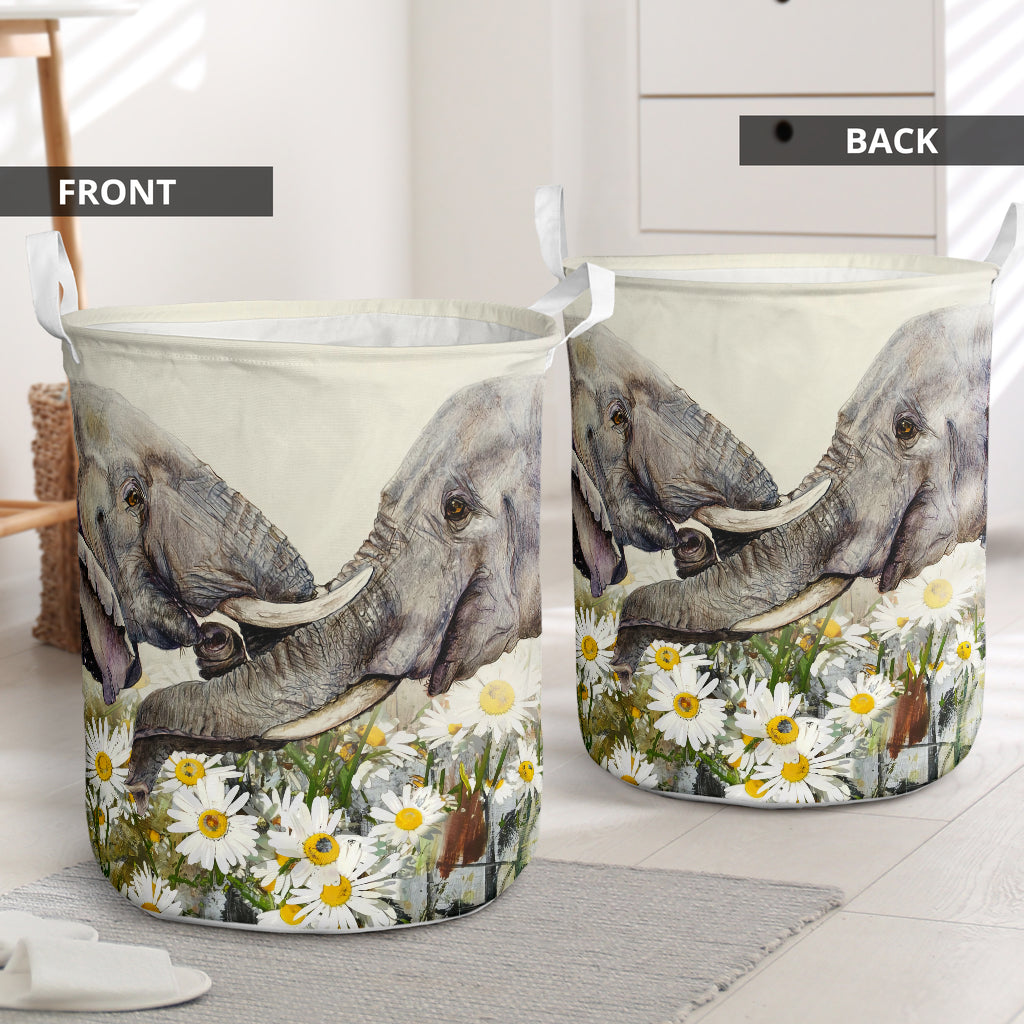 Elephant And Daisy Laundry Basket For Room Home Organizer