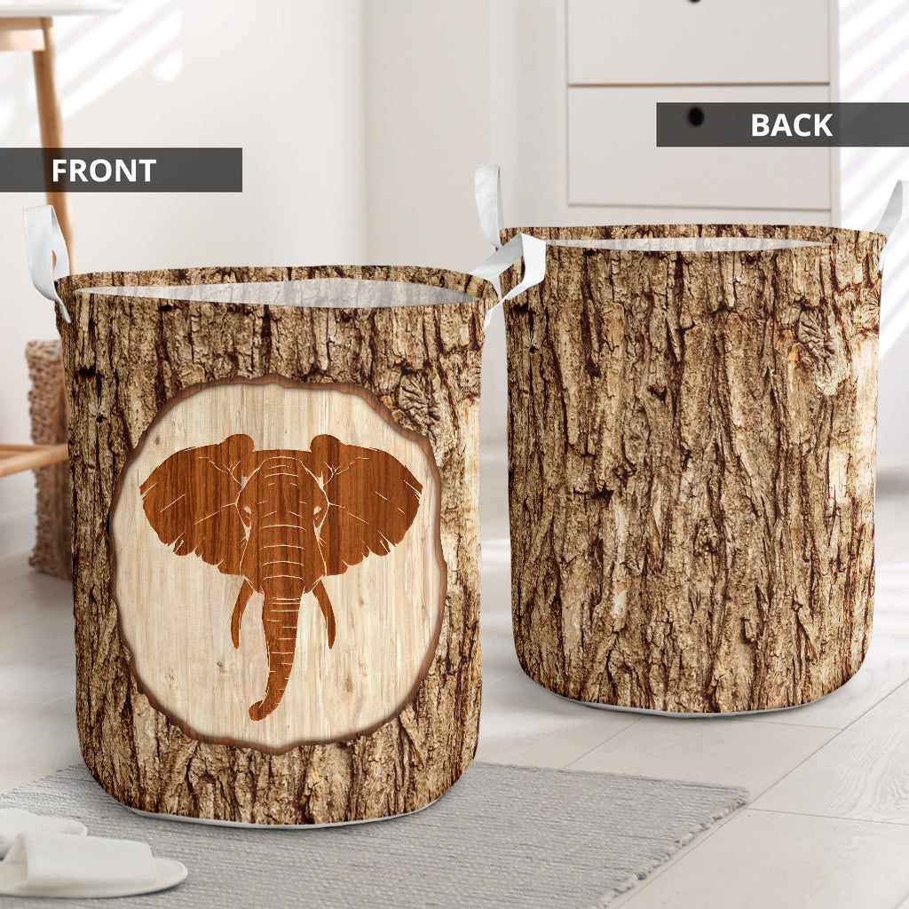 Elephant Bark Wood Laundry Basket For Room Home Organizer