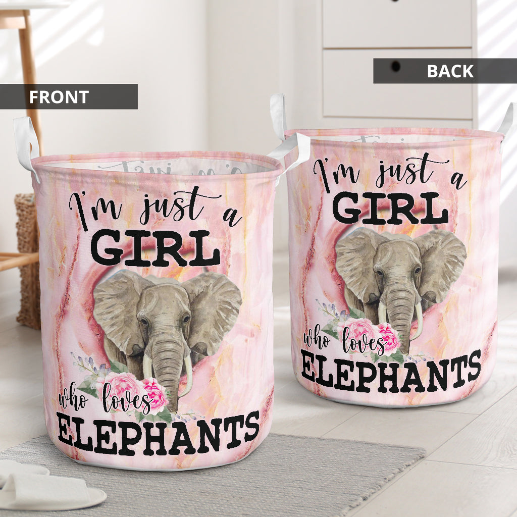 Elephant Just A Girl Laundry Basket For Room Home Organizer