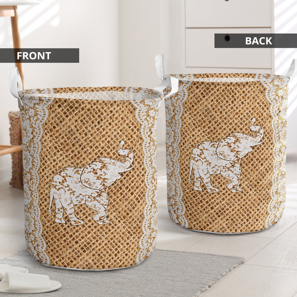 Elephant Lace Laundry Basket For Room Home Organizer