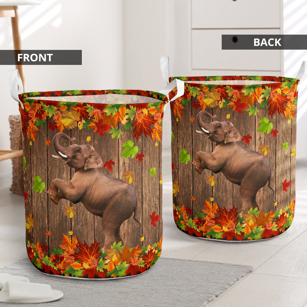 Elephant Maple Leaves Laundry Basket For Room Home Organizer