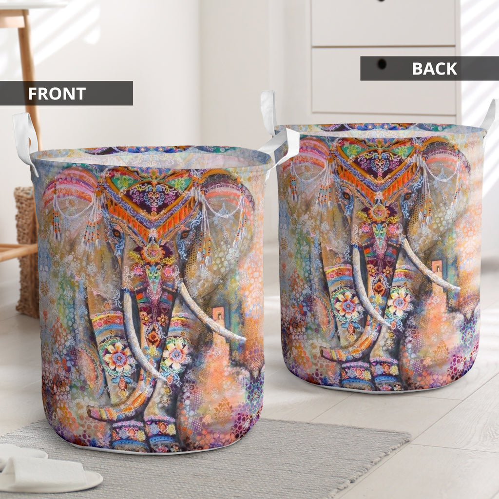 Elephant Panitng Art Laundry Basket For Room Home Organizer