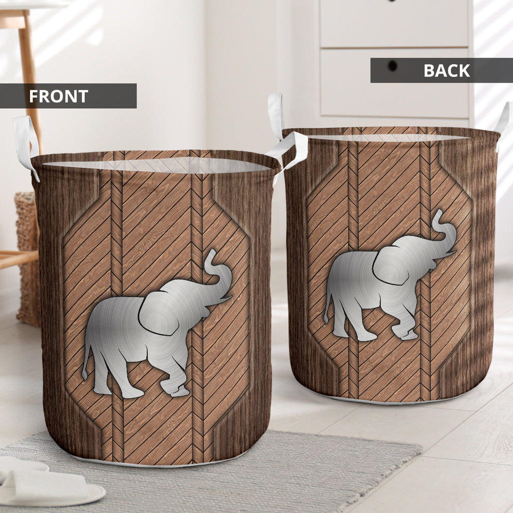Elephant Wood Laundry Basket For Room Home Organizer
