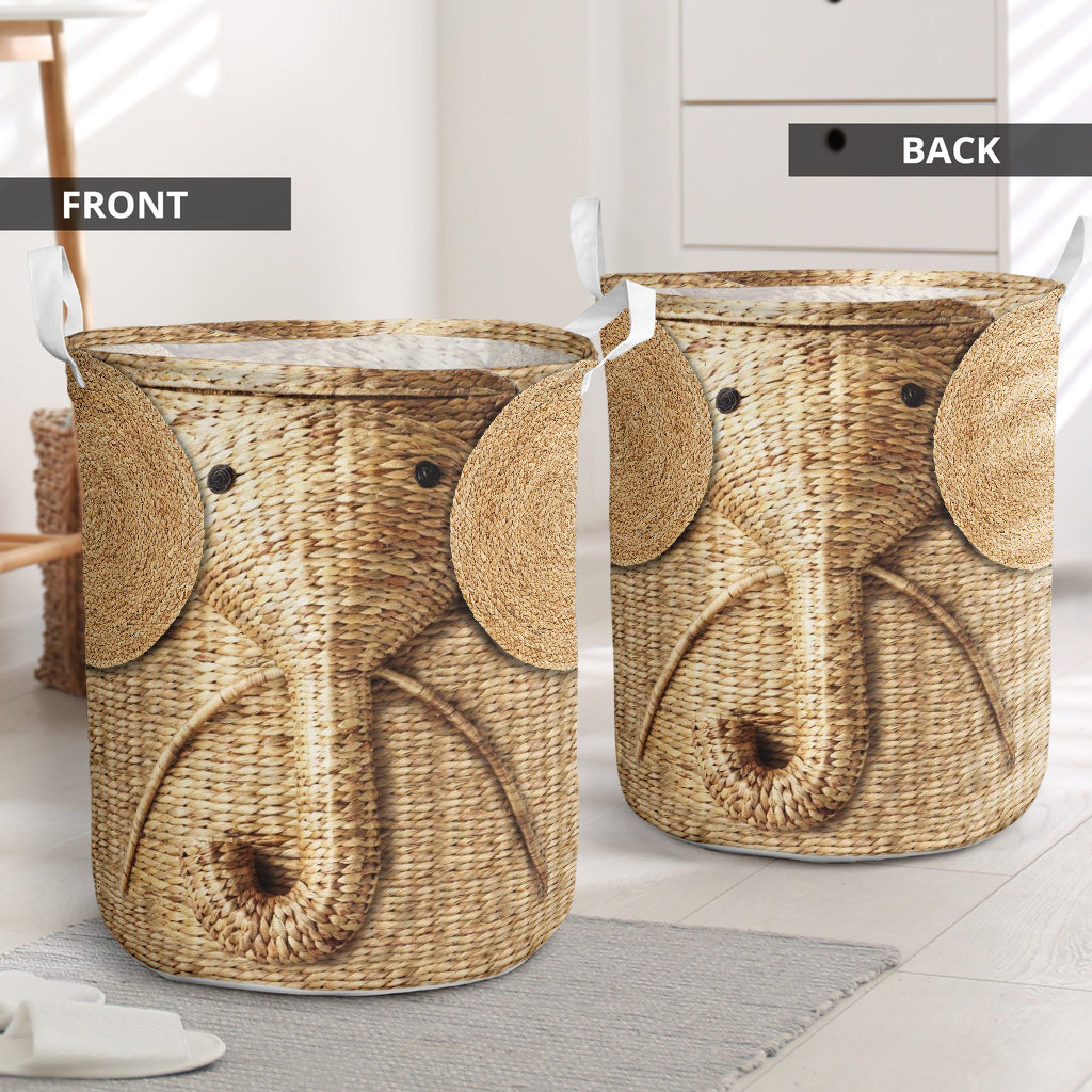 Elephant Woven Laundry Basket For Room Home Organizer