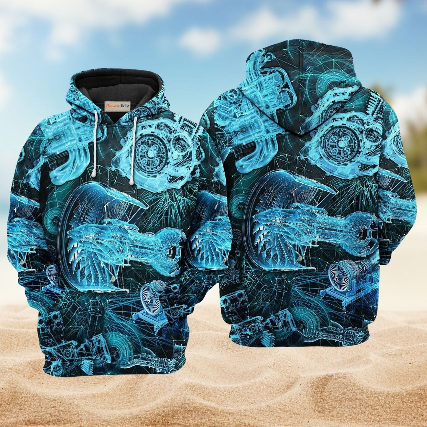 Engine Blueprint Mechanical Hoodie For Vehicle Lovers Weekend Events And Thoughtful Gifting