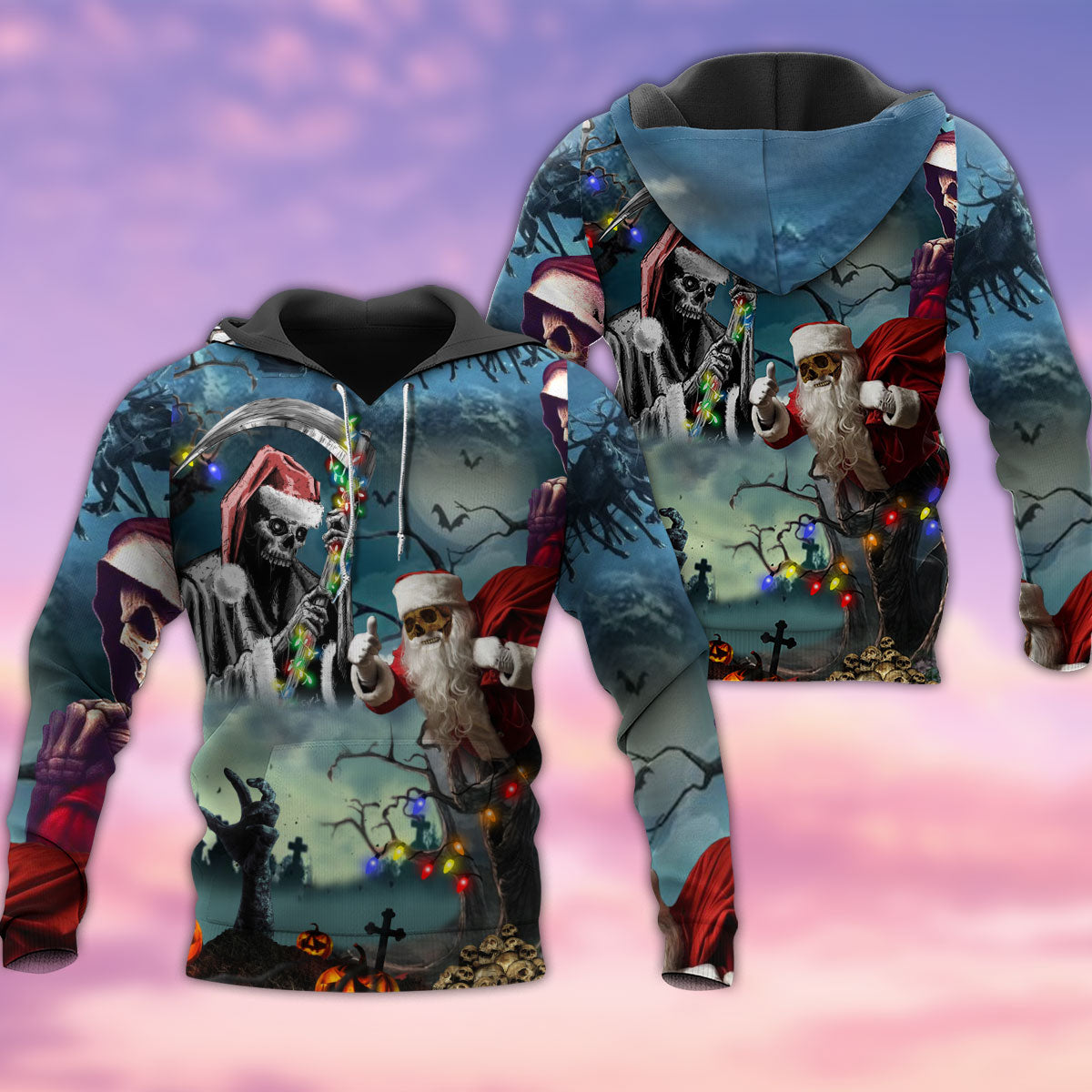 Classic Christmas Santa Skull Hoodie For Holiday Gatherings Winter Travel And Seasonal Gifting