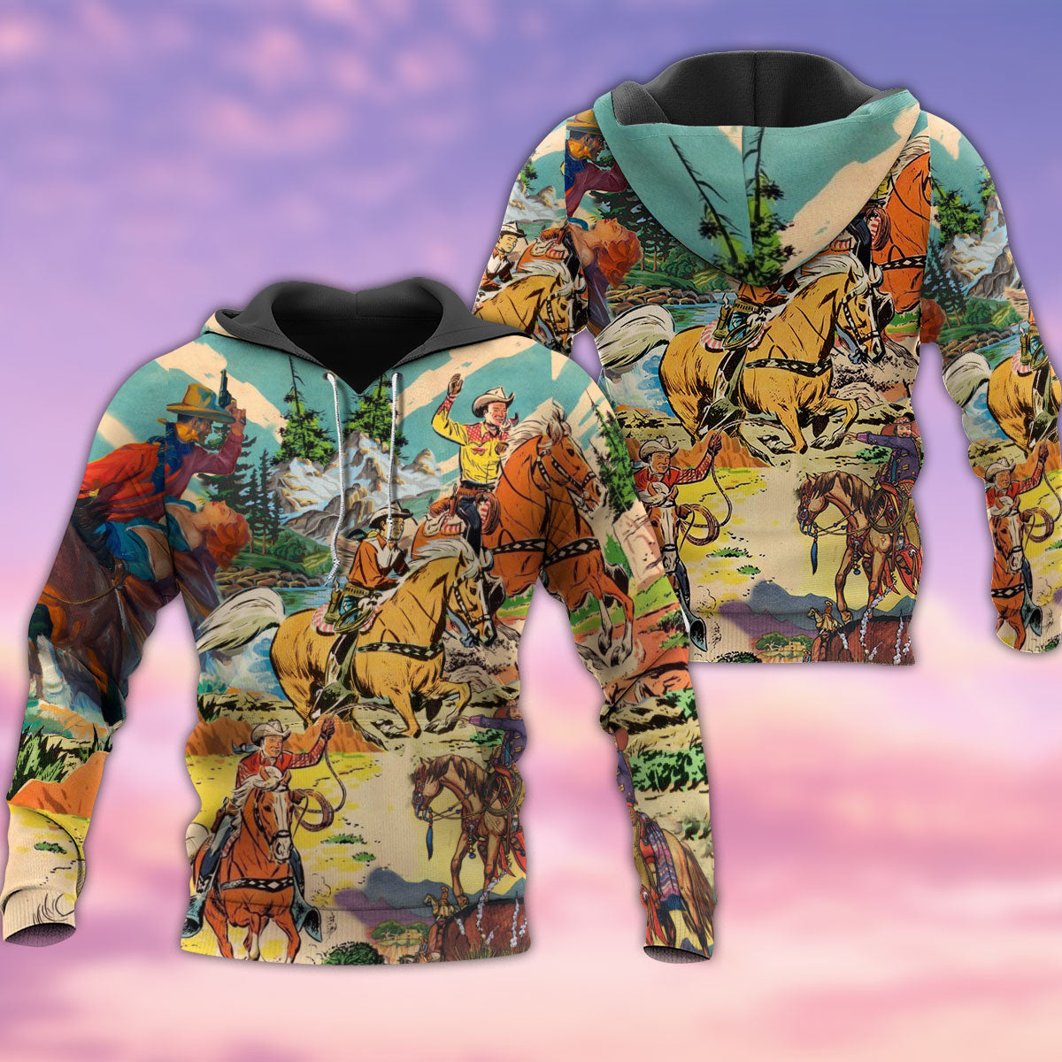 Real Men Ride Horses Cowboy Hoodie For Western Events Outdoor Activities And Everyday Styling