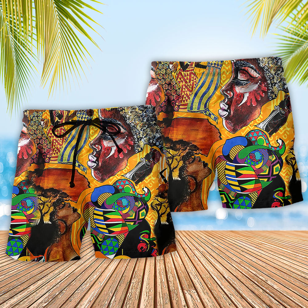 Africa Symbol Heritage Beach Shorts Pattern Detail For Weekend Travel And Memorable Gift Ideas