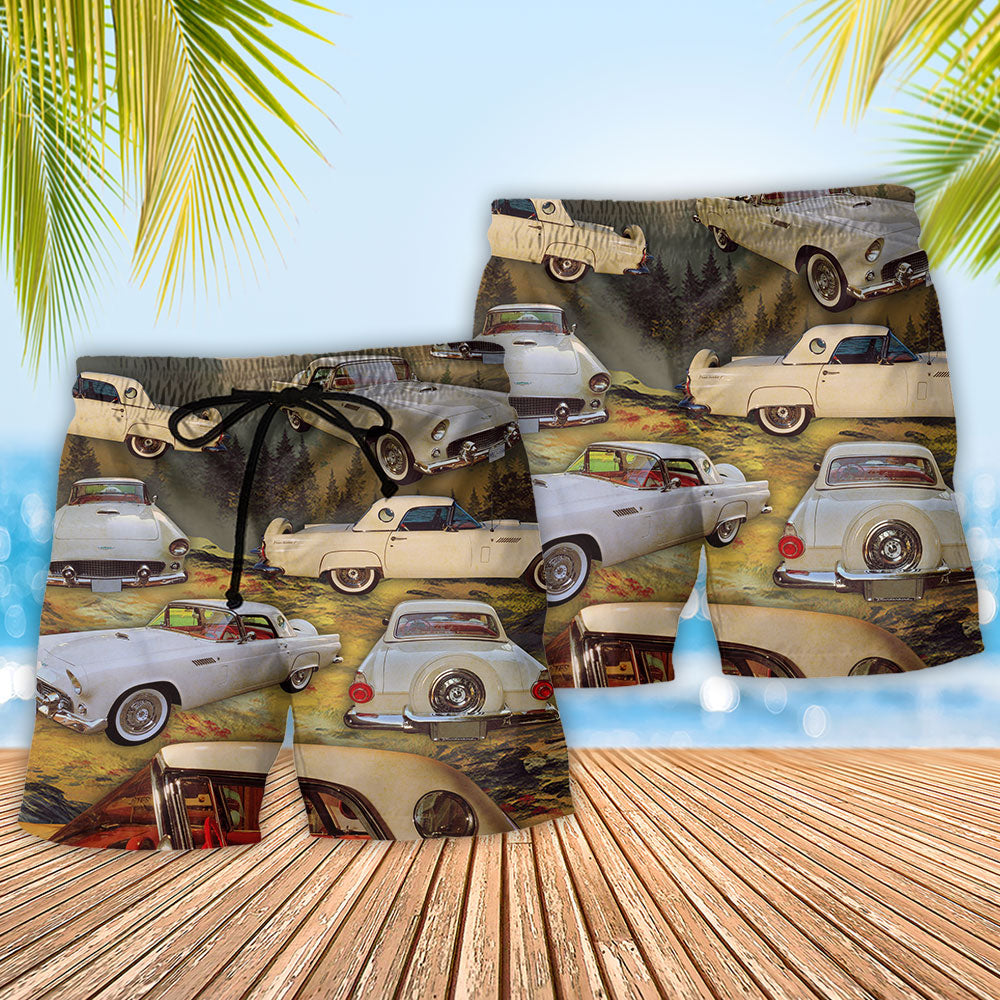 Car Driving Mountains Beach Shorts Pattern Detail For Coastal Travel And Thoughtful Gift Giving